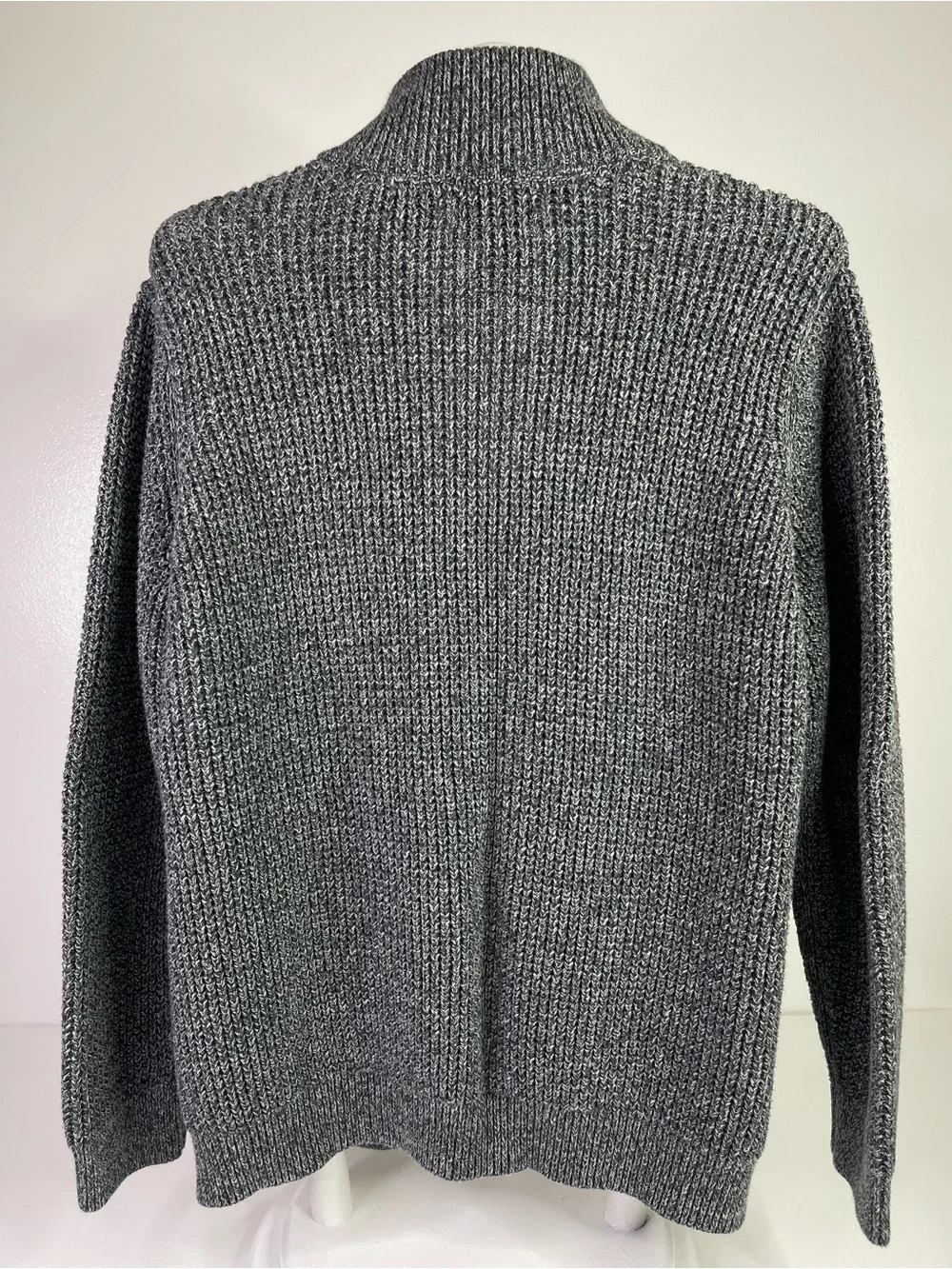 L.L. Bean Full Zip Organic Cotton Marled Knit Sweater Gray Men's XL-Reg